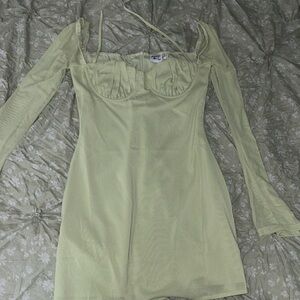 Princess Polly size 4 sage green long sleeve mini dress